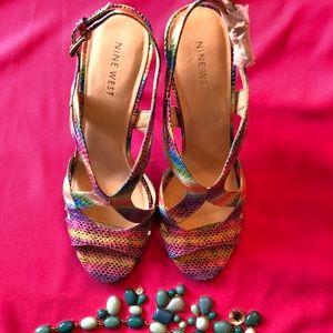 Nine West pink multi  sandal BRAND NEW sz 81/2